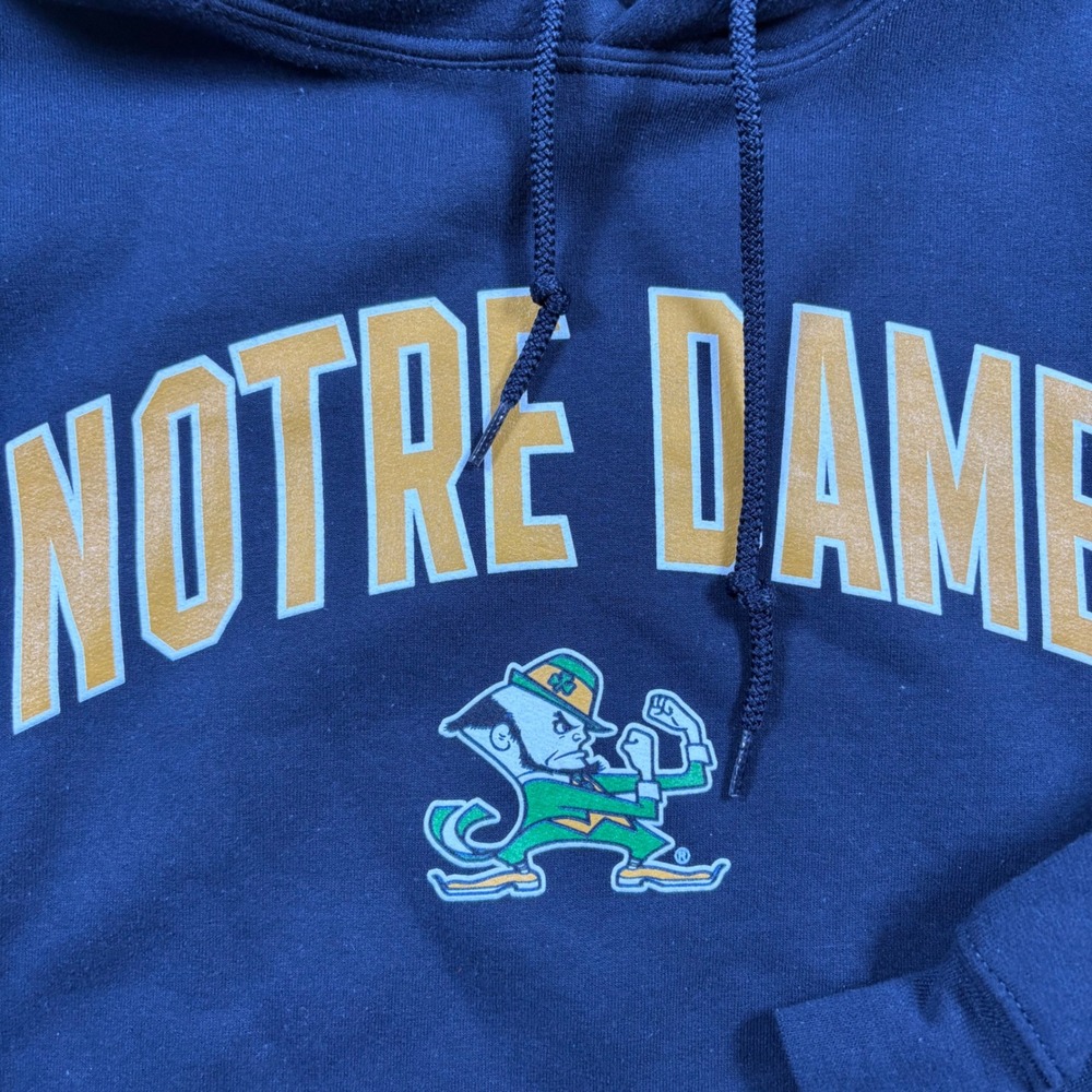 Notre Dame Fighting Irish Hoodie Mens XL Navy Blue Leprechaun Mascot NWT NCAA - Picture 3 of 9